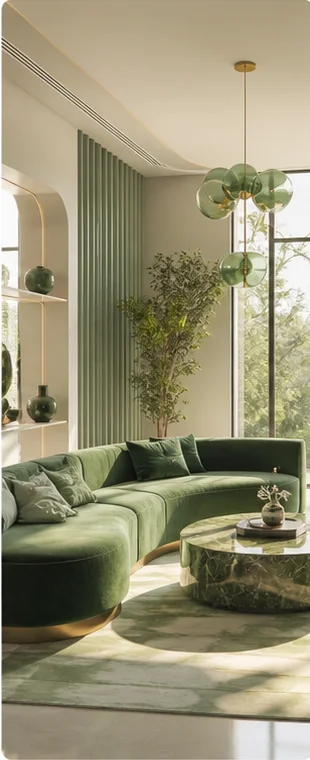 A naturally lit green interior with photographic materials