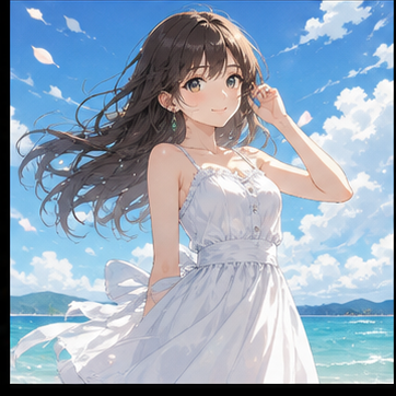 Anime girl in white dress before conversion