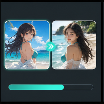 Convert anime art with a realistic prompt