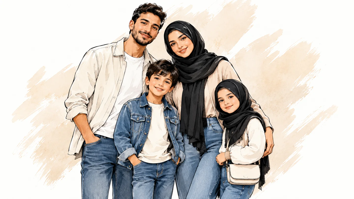 Cozy illustrated young-child portrait