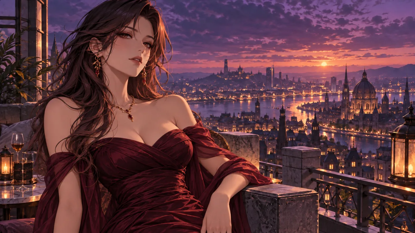 Creative example: Twilight glamour on a city rooftop