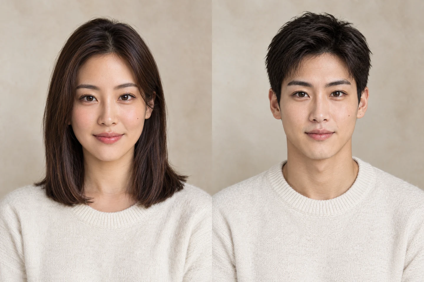 The same adult portrait before and after a gender-style edit, original on the left and edited version on the right