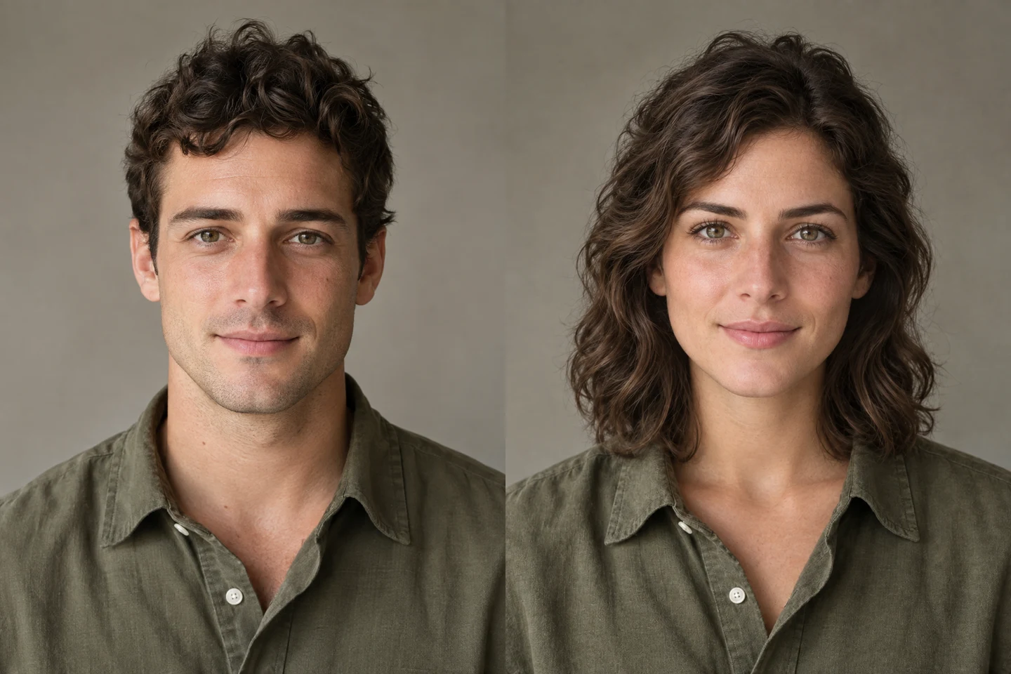 From masculine to feminine: original left, edited right