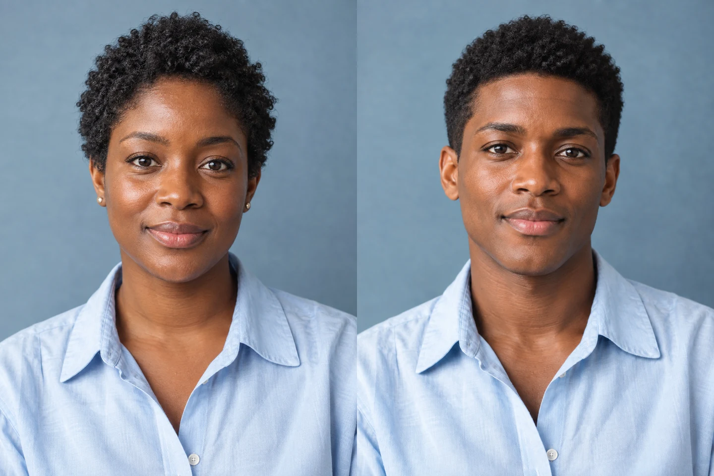 From feminine to masculine: original left, edited right