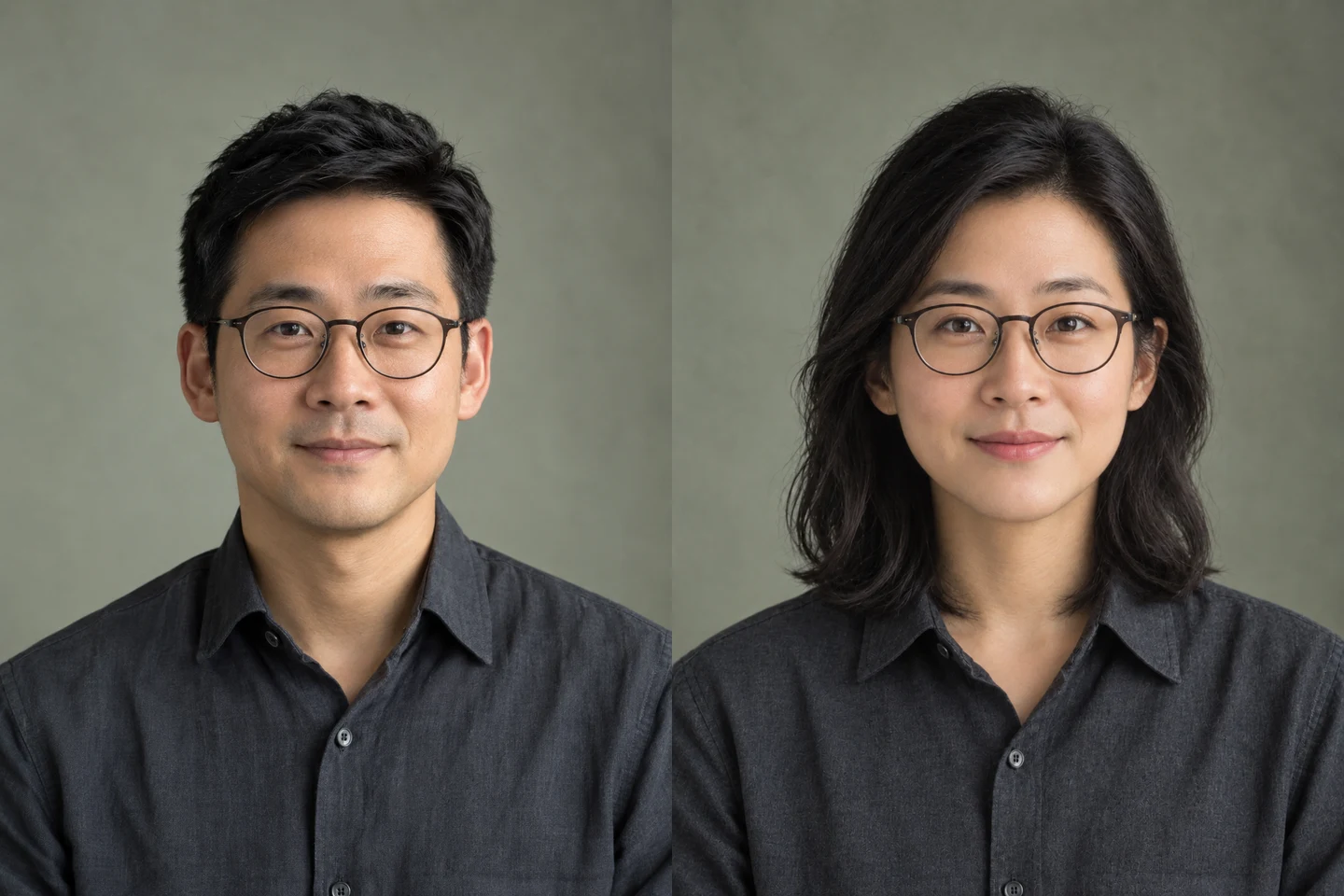 Keep the glasses. Change the look.: original left, edited right