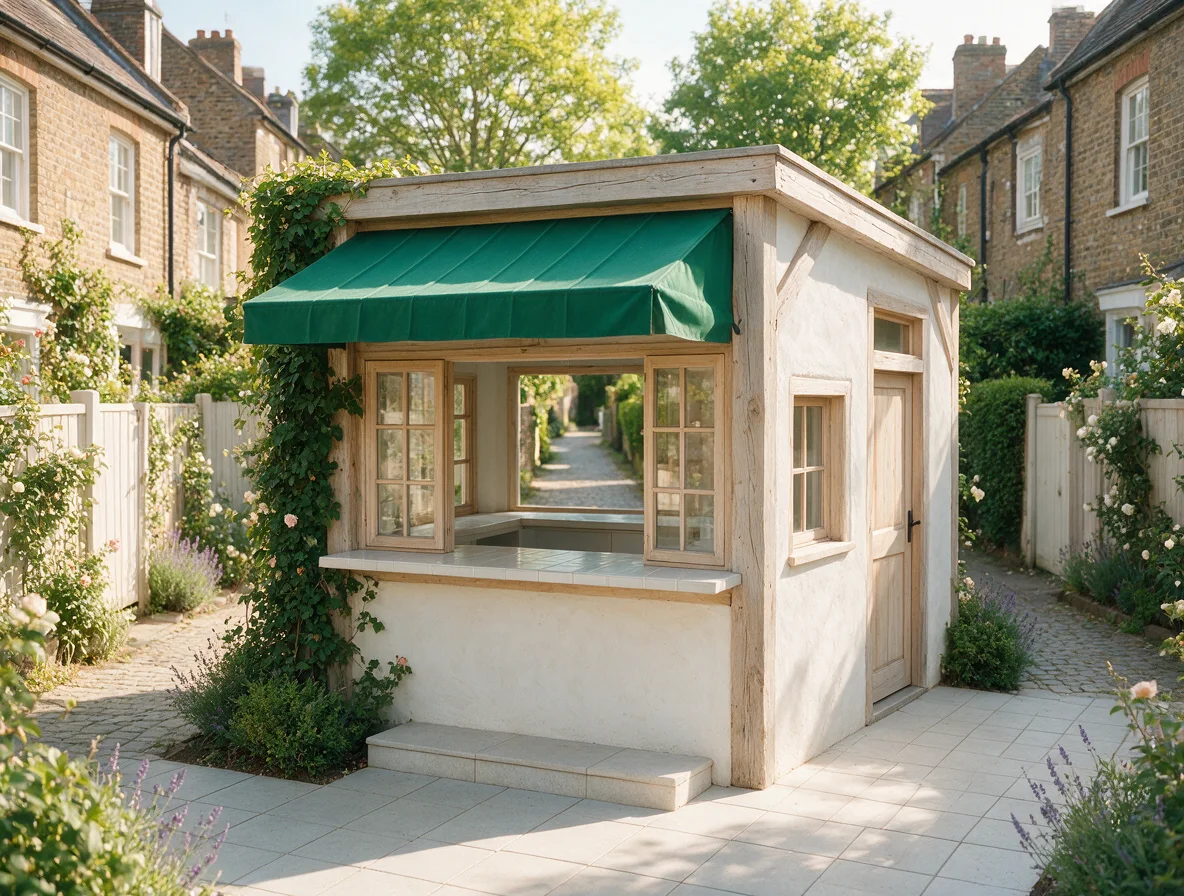 Sunlit compact bakery kiosk reference