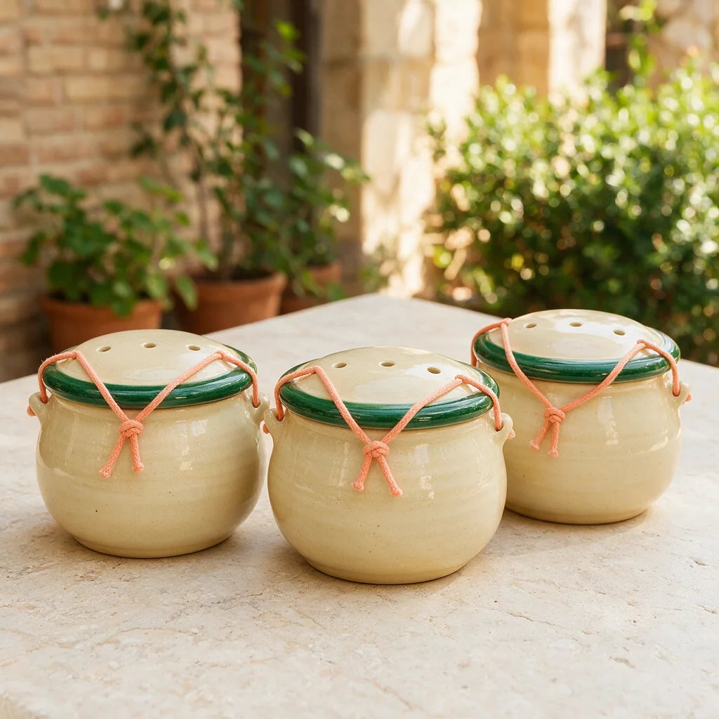 Cream and emerald ceramic package reference